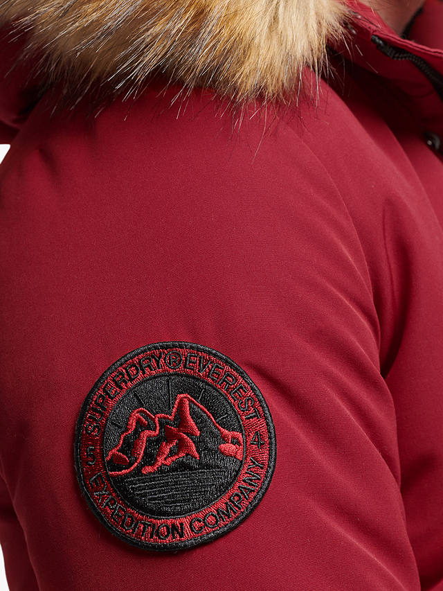 Superdry Everest Hooded Bomber Jacket, Deep Red