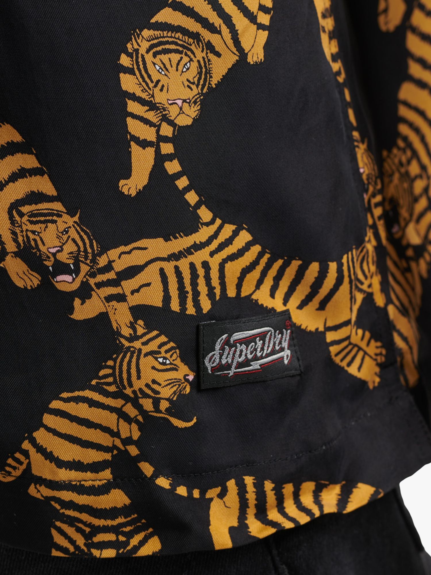 Superdry Revere Short Sleeve Shirt, Black Tiger at John Lewis & Partners