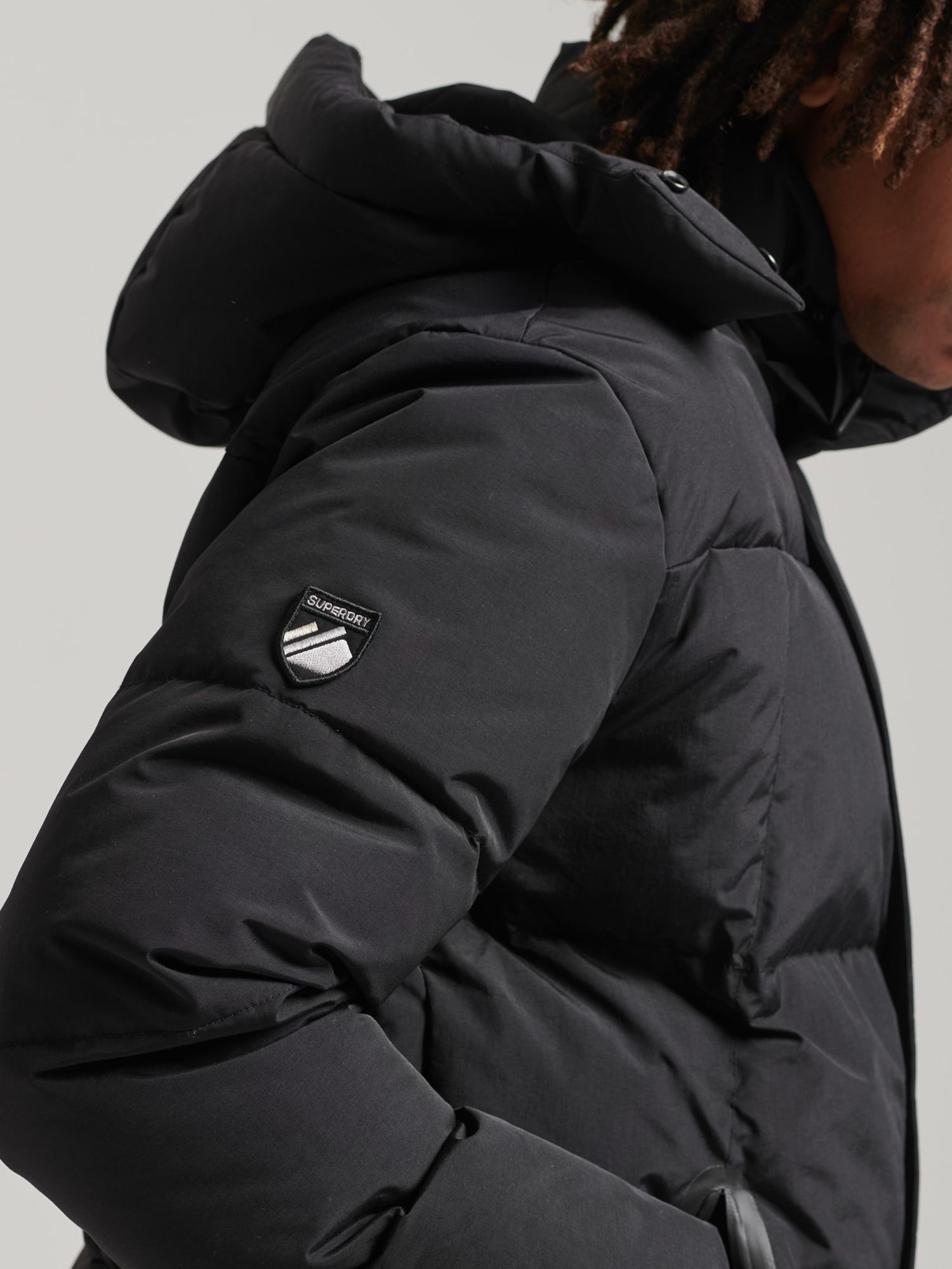 Superdry Hooded Box Quilt Puffer Jacket, Black, S