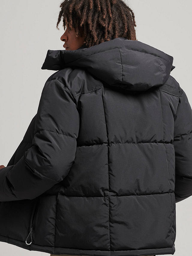 Superdry Hooded Box Quilt Puffer Jacket, Black