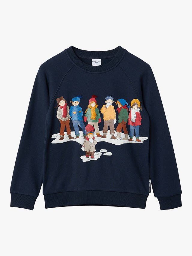 Polarn O. Pyret Kids' GOTS Organic Cotton Winter Sweatshirt, Blue
