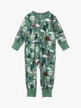 Polarn O. Pyret Baby GOTS Organic Cotton Winter Forest Sleepsuit, Green