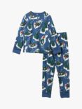 Polarn O. Pyret Kids' GOTS Organic Cotton Winter Print Pyjama Set, Blue