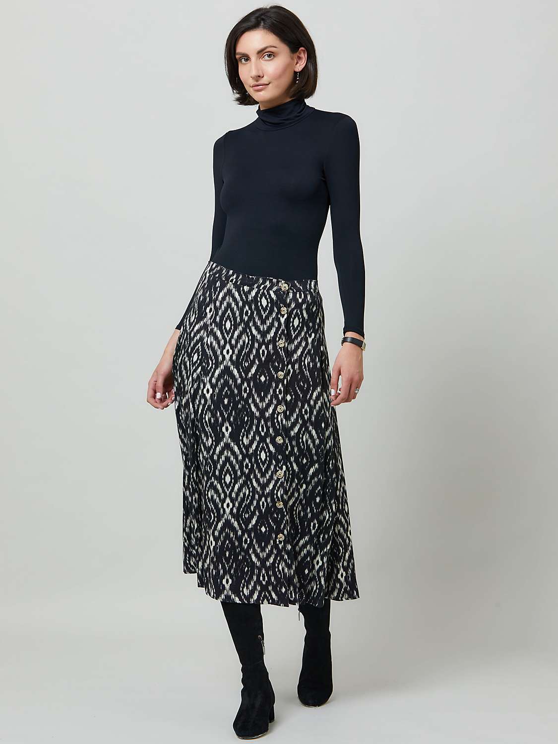 Buy Helen McAlinden Saddie Ikat Print Skirt, Black/White Online at johnlewis.com