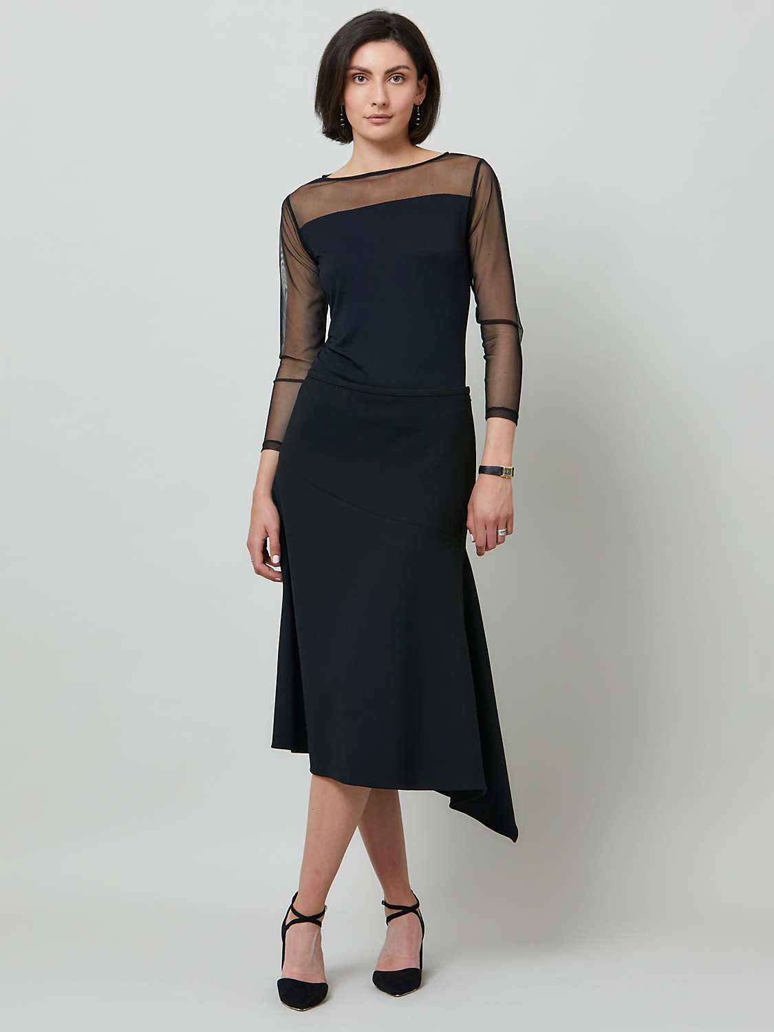 Buy Helen McAlinden Maddison Asymmetric Hem Midi Skirt, Black Online at johnlewis.com