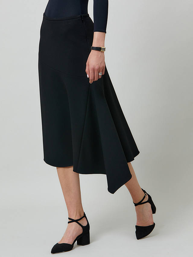 Helen McAlinden Maddison Asymmetric Hem Midi Skirt, Black