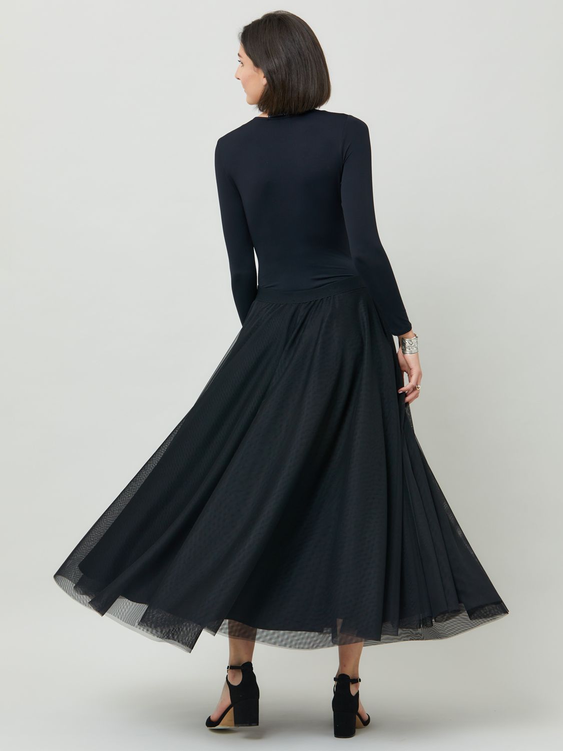 Helen McAlinden Savannah Mesh Maxi Skirt, Black at John Lewis & Partners