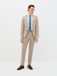 John Lewis Zegna Cotton Cashmere Blend Tailored Fit Suit Jacket, Stone, 38R