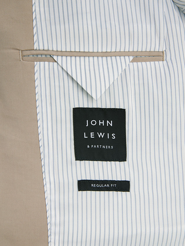 John Lewis Zegna Cotton Cashmere Blend Tailored Fit Suit Jacket, Stone, 38R