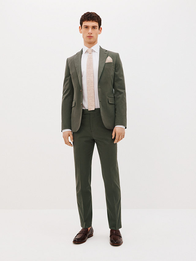 John Lewis Zegna Cotton Cashmere Blend Tailored Fit Suit Jacket, Khaki, 38R