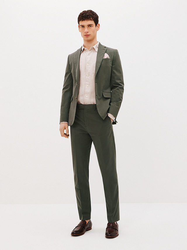 John Lewis Zegna Cotton Cashmere Blend Tailored Fit Suit Jacket, Khaki, 38R