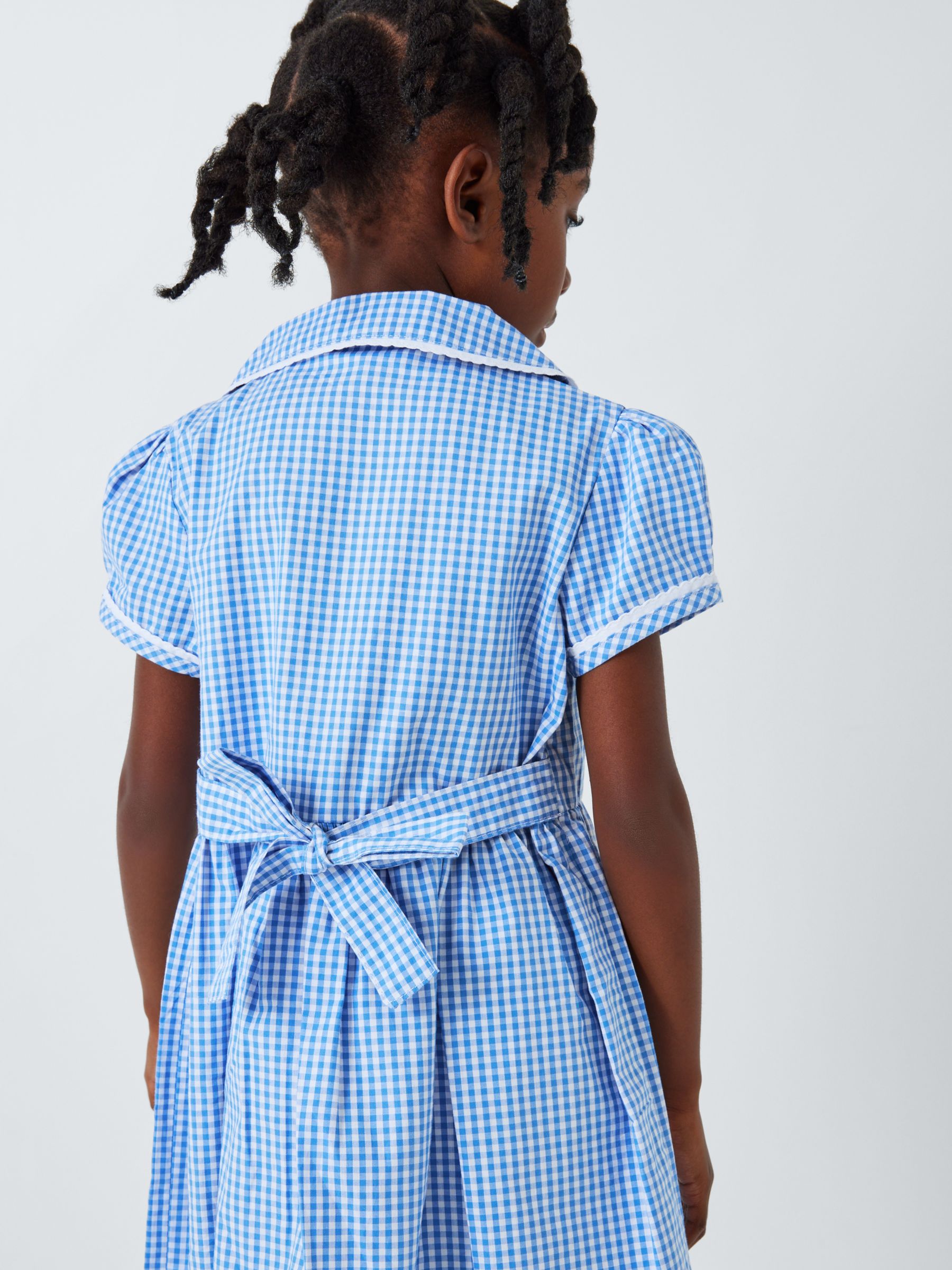 Buy John Lewis Kids' School Gingham Cotton A-Line Dress, Blue/White Online at johnlewis.com