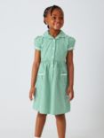 John Lewis Gingham Cotton School Summer Dress, Green