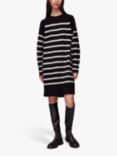 Whistles Stripe Wool Blend Knitted Dress, Black/Multi, Black/Multi