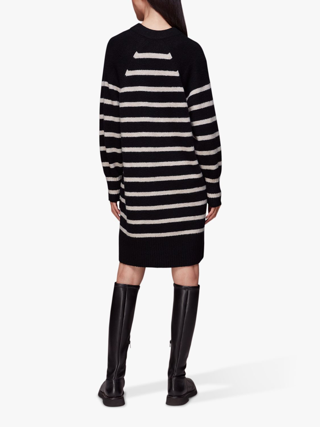 Buy Whistles Stripe Wool Blend Knitted Dress, Black/Multi Online at johnlewis.com