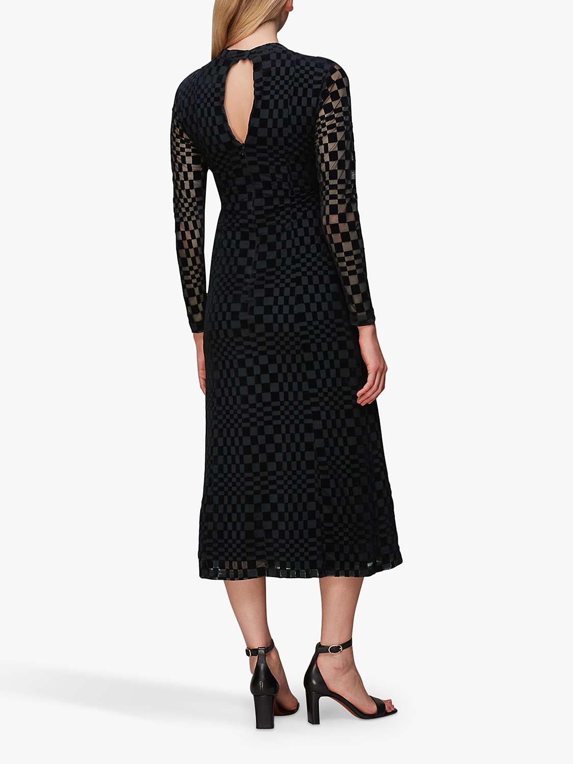 Buy Whistles Checkerboard Mesh Bodycon Midi Dress, Black Online at johnlewis.com