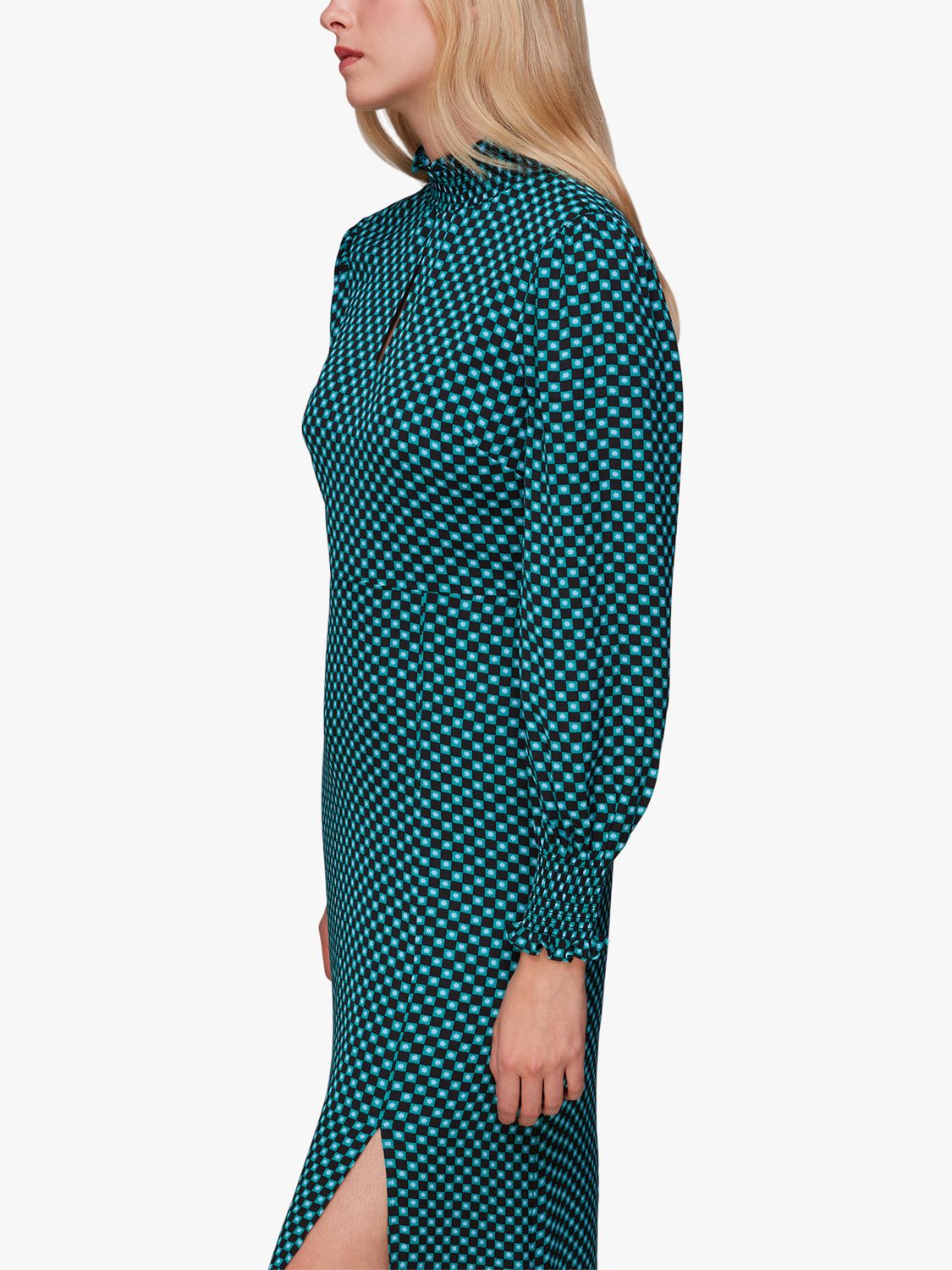 Buy Whistles Suncheck Print Midi Dress, Green/Multi Online at johnlewis.com