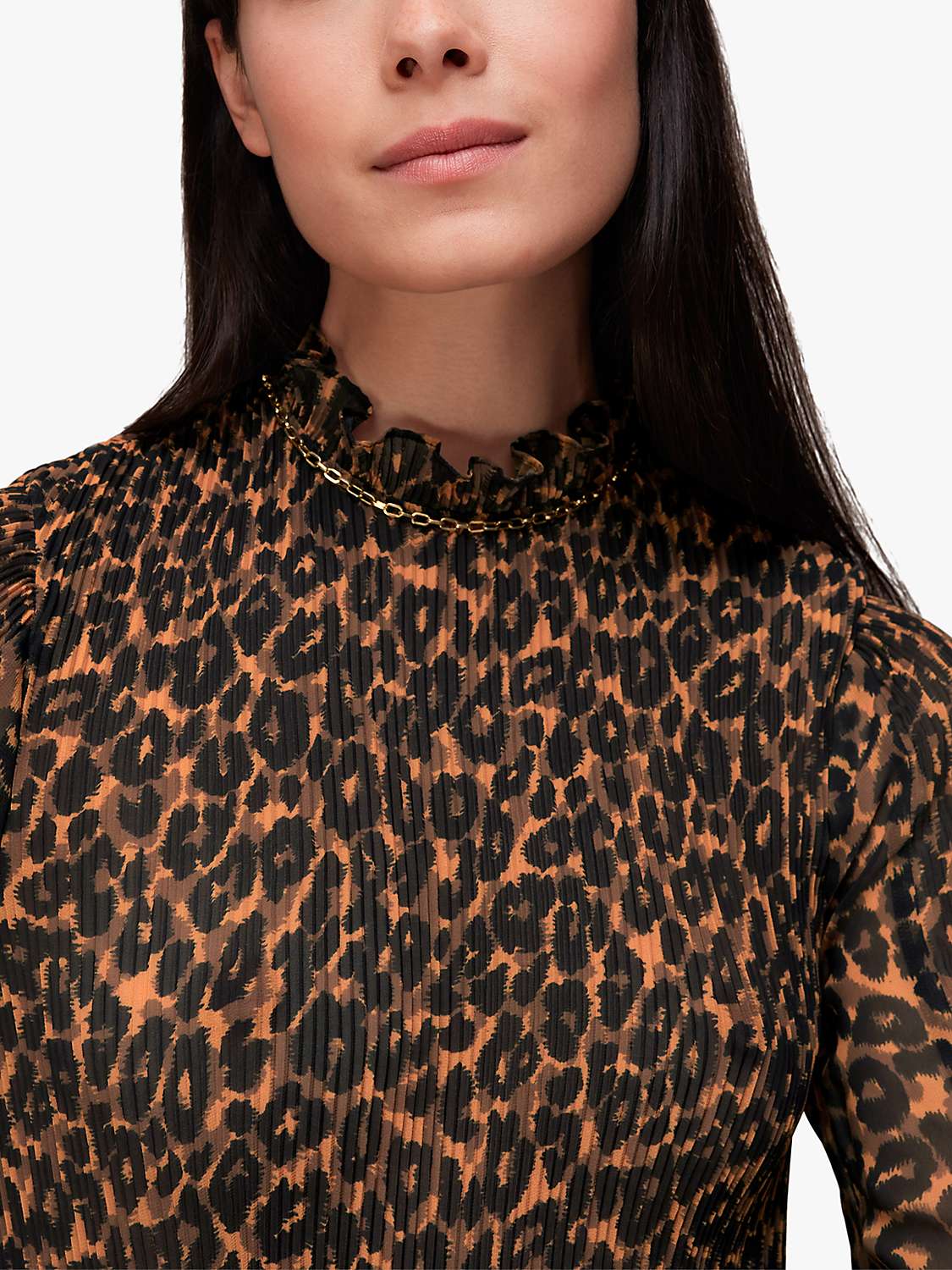 Buy Whistles Classic Leopard Plisse Top, Black/Yellow Online at johnlewis.com