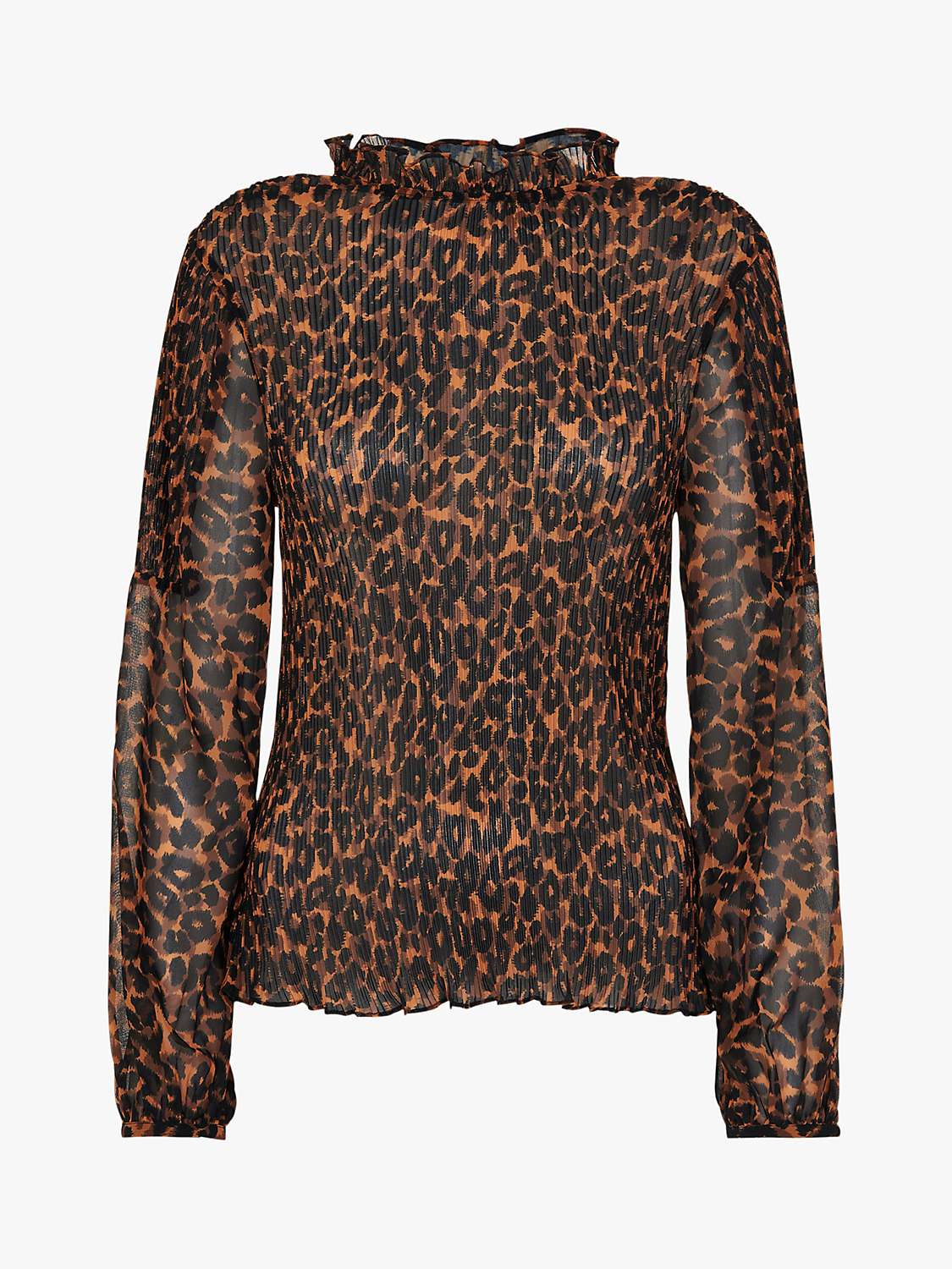 Buy Whistles Classic Leopard Plisse Top, Black/Yellow Online at johnlewis.com