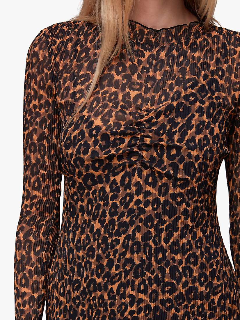 Buy Whistles Leopard Plisse Midi Dress, Orange/Multi Online at johnlewis.com