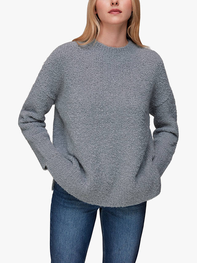 Whistles Relaxed Boucle Wool Blend Jumper, Grey