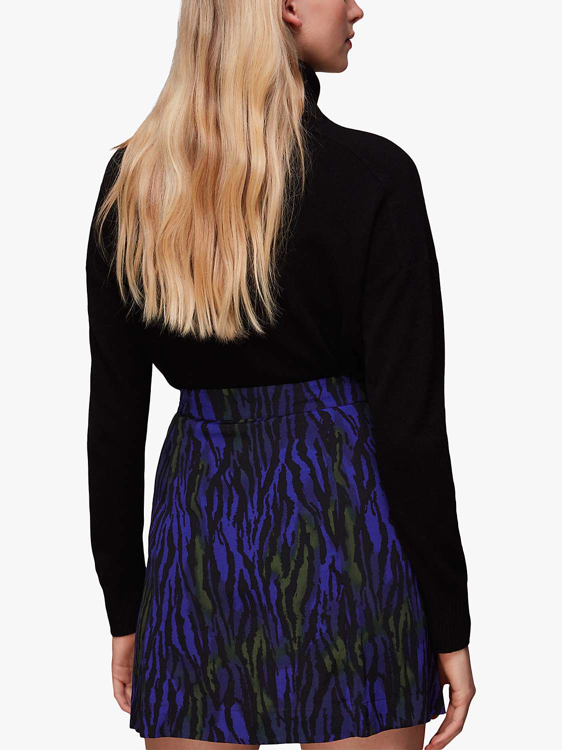 Buy Whistles Watercolour Tiger Print Mini Skirt, Blue/Multi Online at johnlewis.com