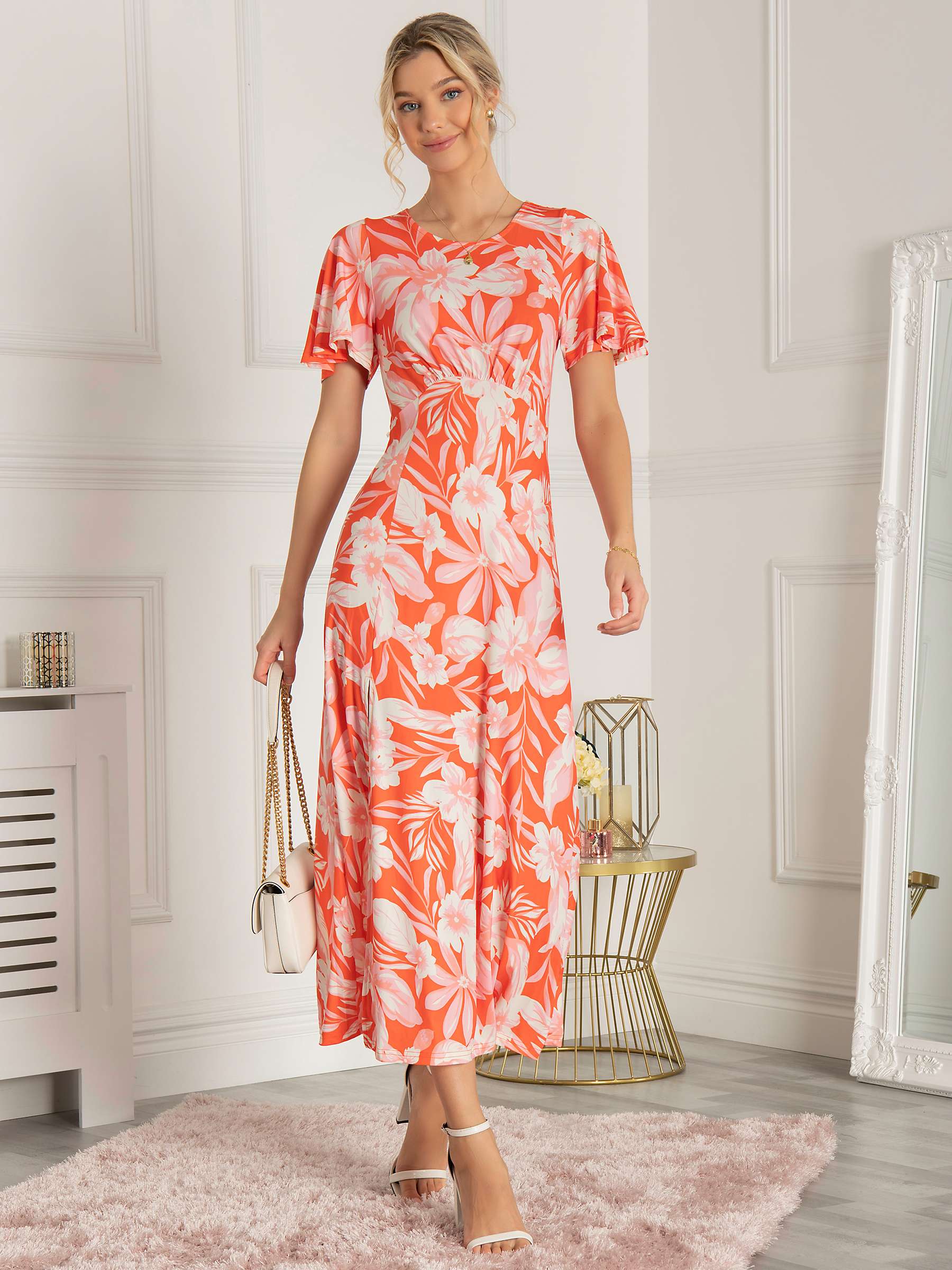 Buy Jolie Moi Dalilah Floral Maxi Dress, Orange Online at johnlewis.com