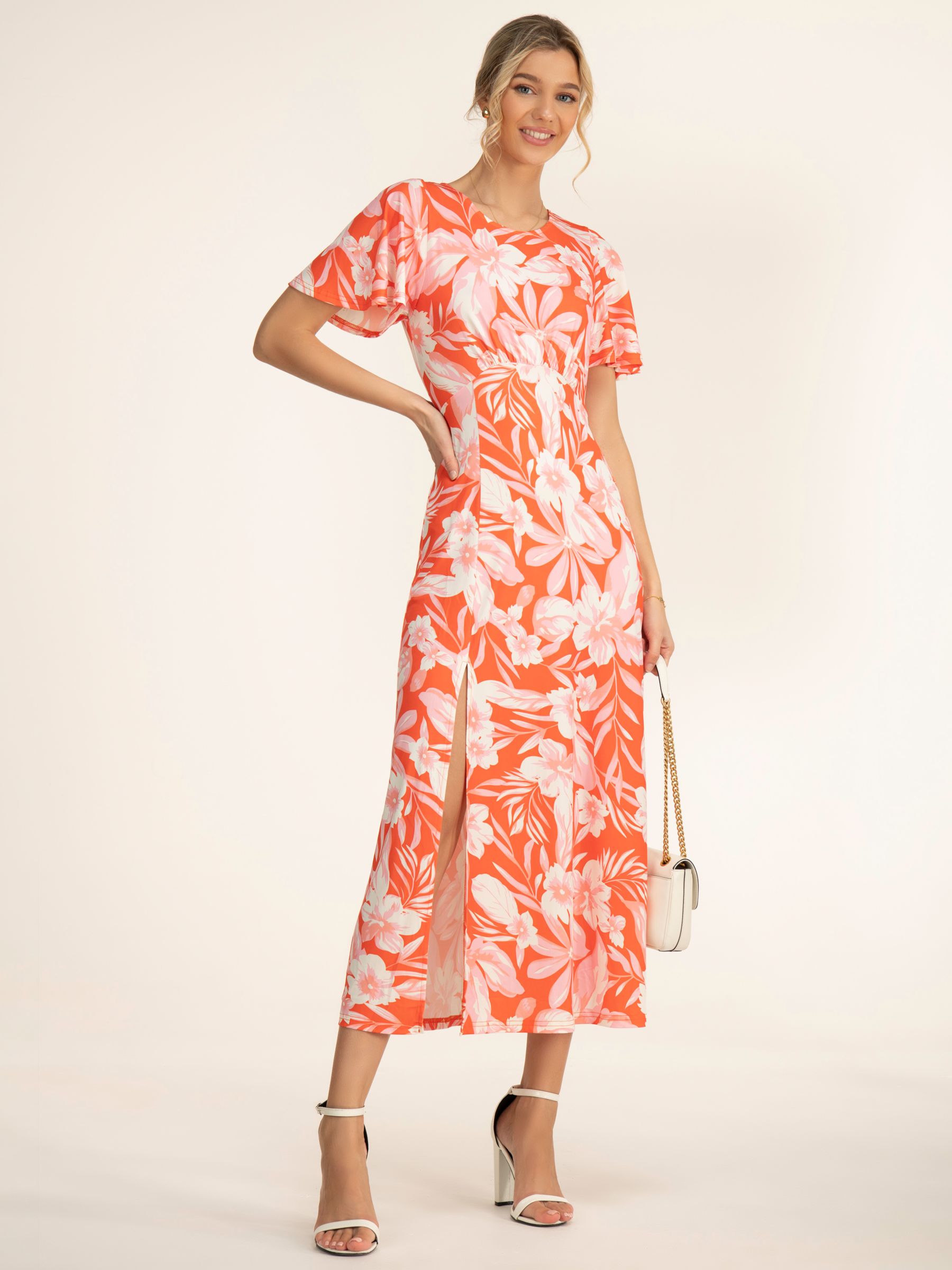 Buy Jolie Moi Dalilah Floral Maxi Dress, Orange Online at johnlewis.com