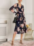 Jolie Moi Jasmine Floral Mesh Midi Dress, Navy, Navy