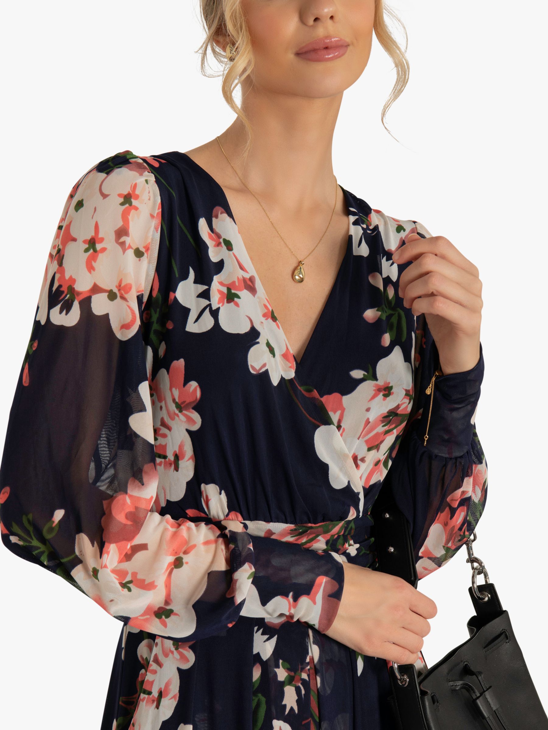 Buy Jolie Moi Jasmine Floral Mesh Midi Dress, Navy Online at johnlewis.com