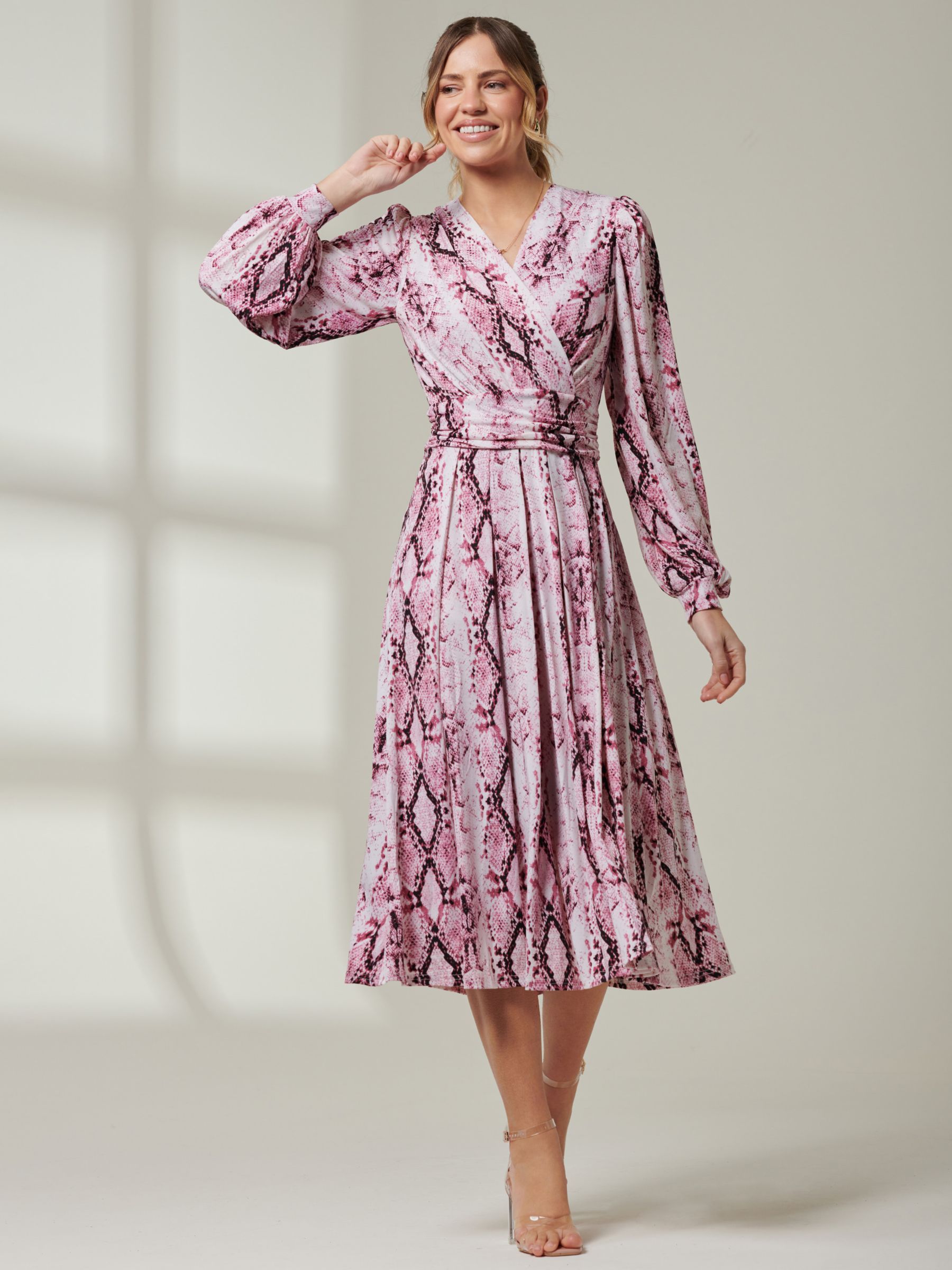 Buy Jolie Moi Harper Snake Jersey Knee Length Dress, Pink Online at johnlewis.com