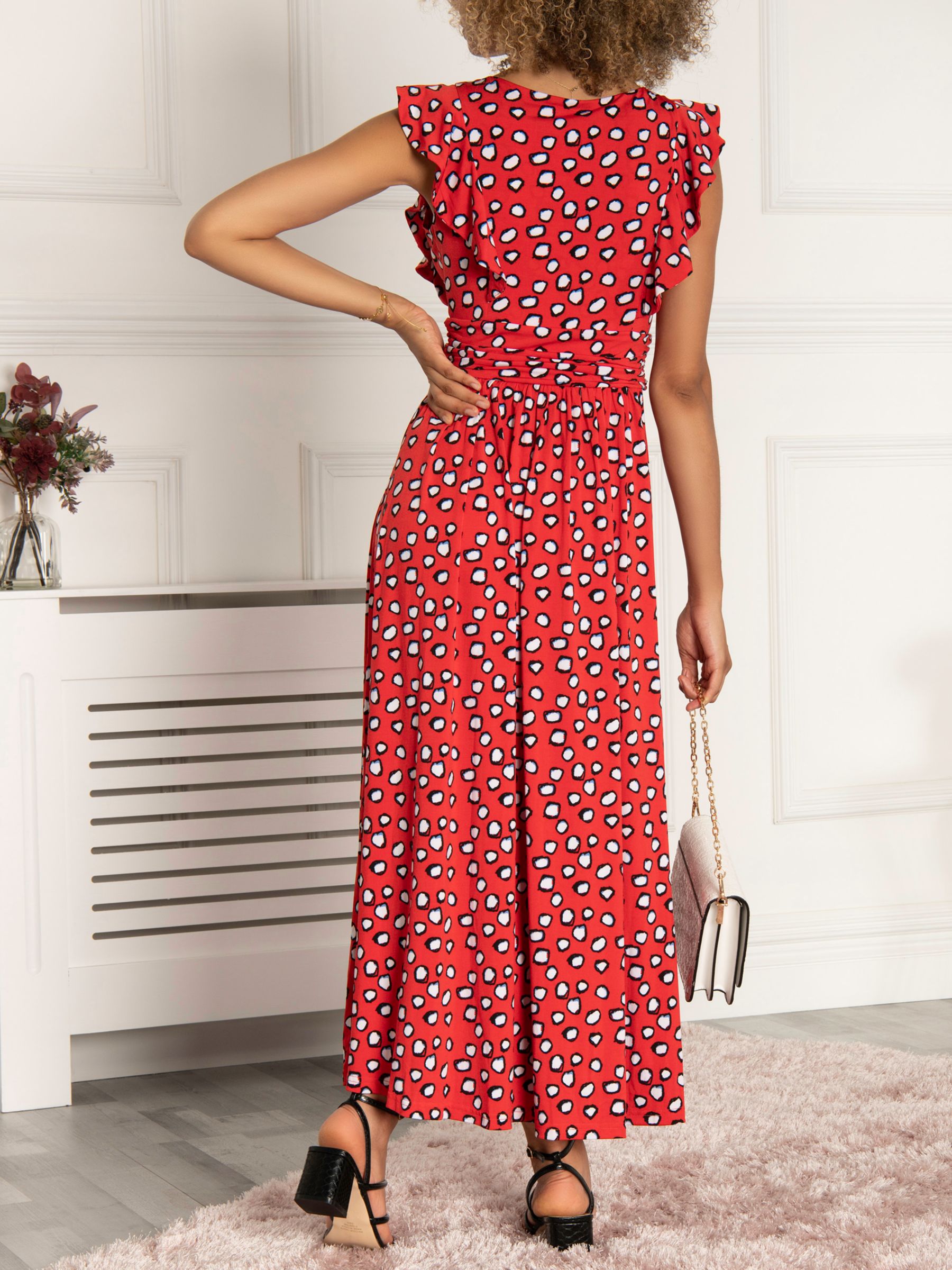 Red spot store maxi dress