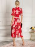 Jolie Moi Danika Keyhole Floral Mesh Midi Dress, Red