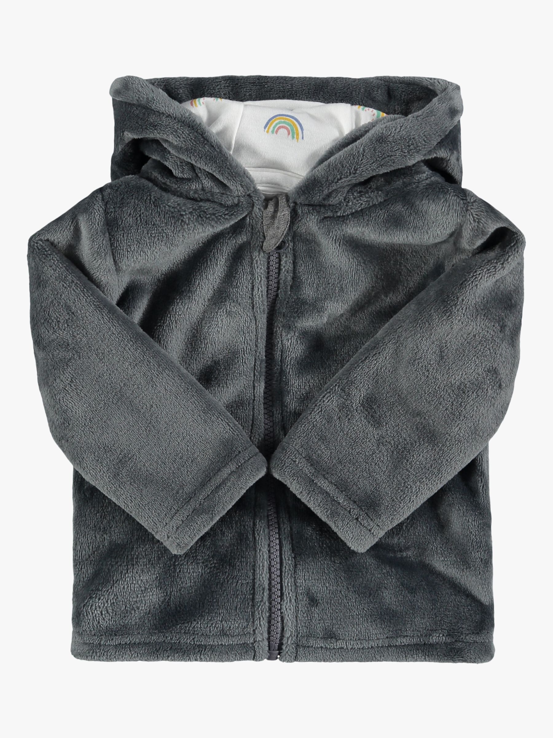 From Babies with Love Kindness is Magic Teddy Fleece Hoodie, Charcoal Grey, 0-3 months