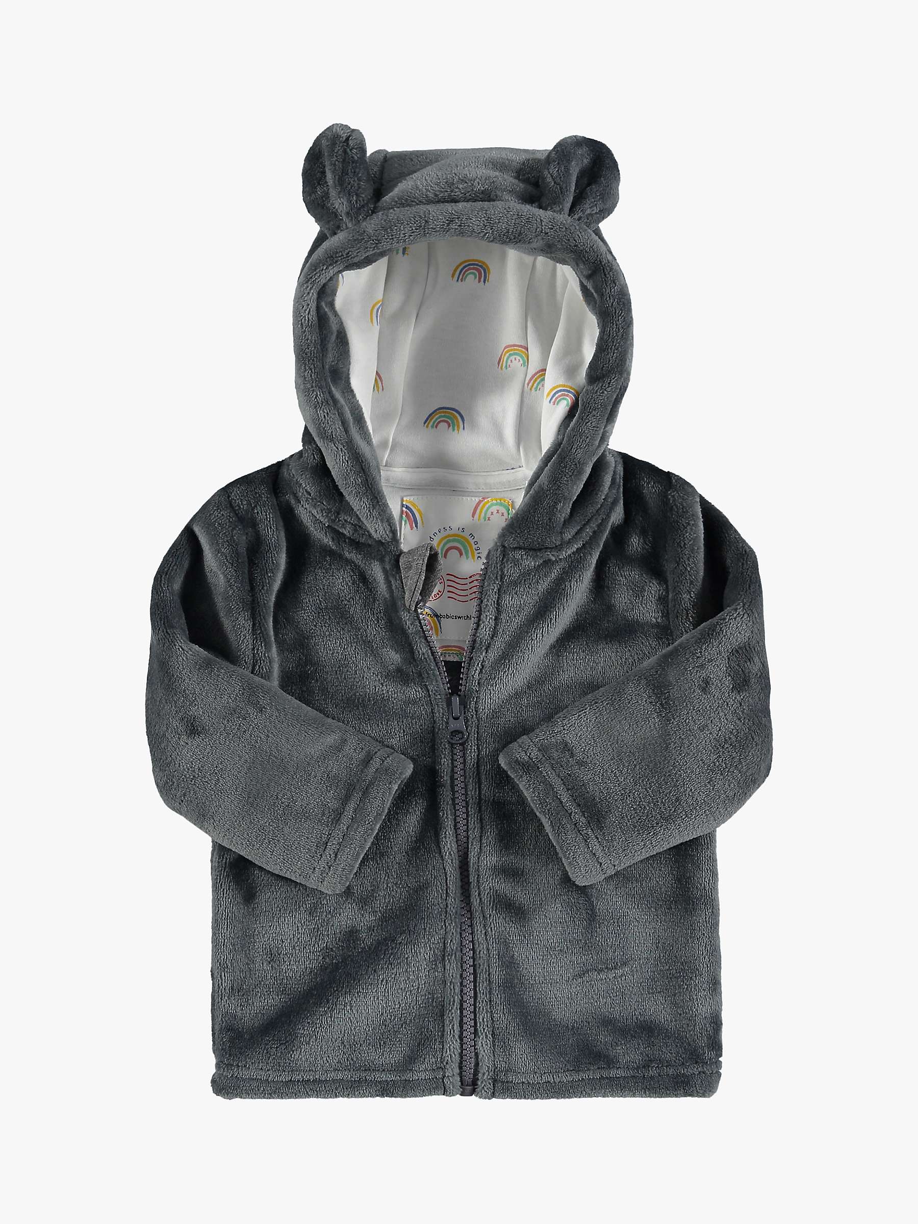 Buy From Babies with Love Kindness is Magic Teddy Fleece Hoodie, Charcoal Grey Online at johnlewis.com