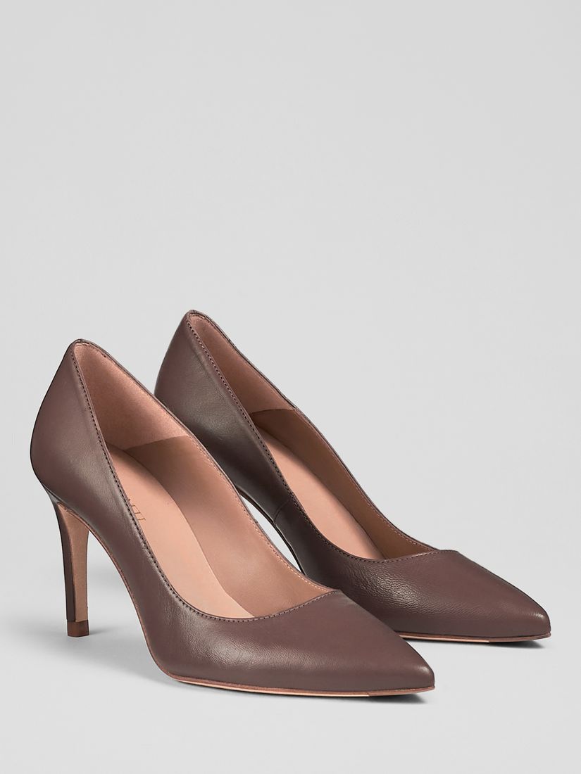 L.K.Bennett Floret Pointed Toe Court Shoes, Chocolate, 2