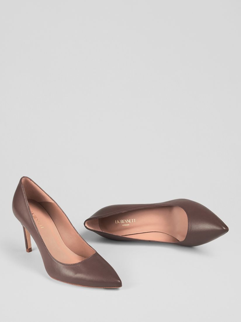 L.K.Bennett Floret Pointed Toe Court Shoes, Chocolate, 2