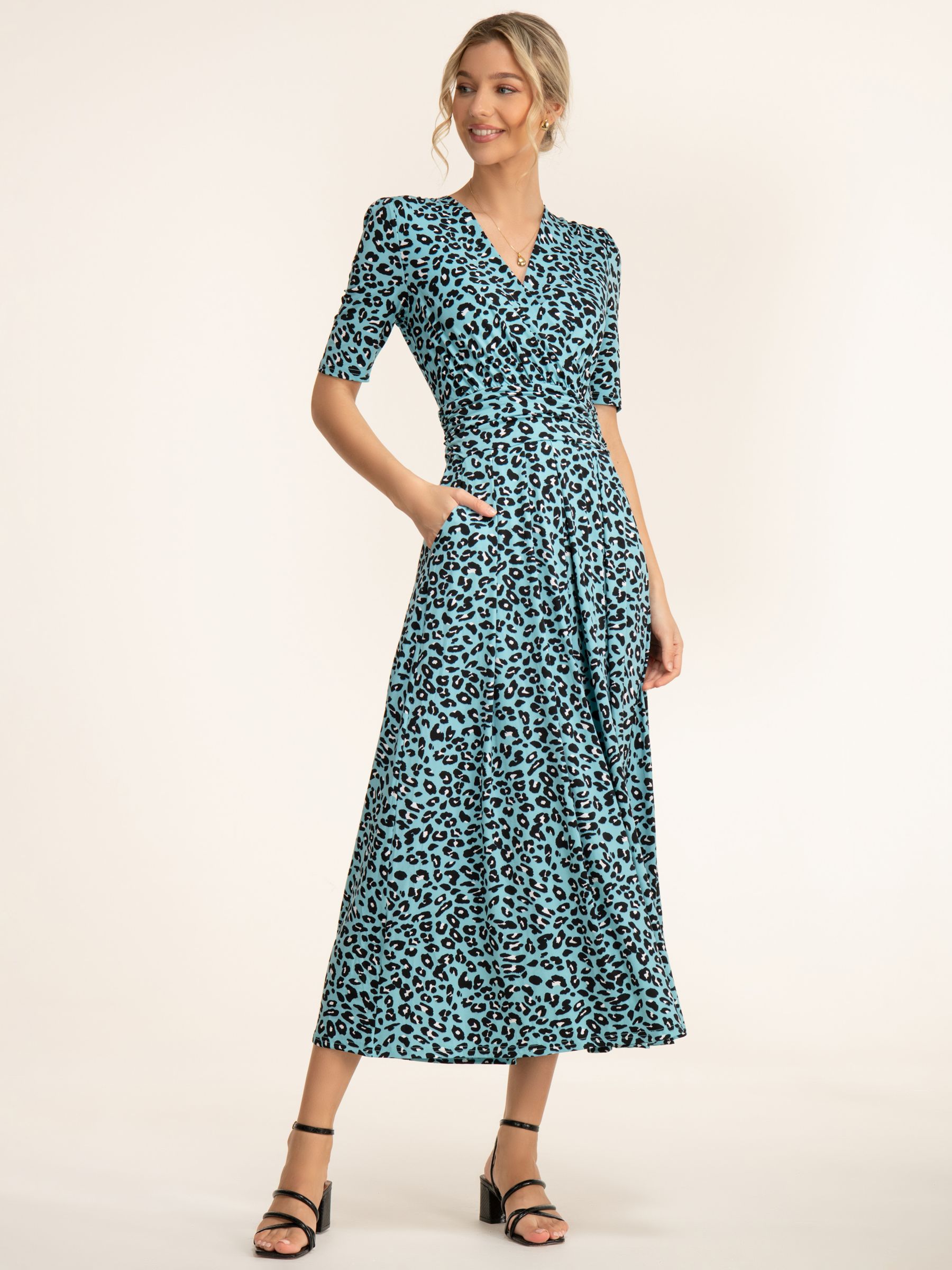 Buy Jolie Moi Molly Jersey Leopard Print Midi Dress, Blue Online at johnlewis.com