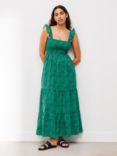 AND/OR Jungle Shirred Maxi Beach Dress, Green