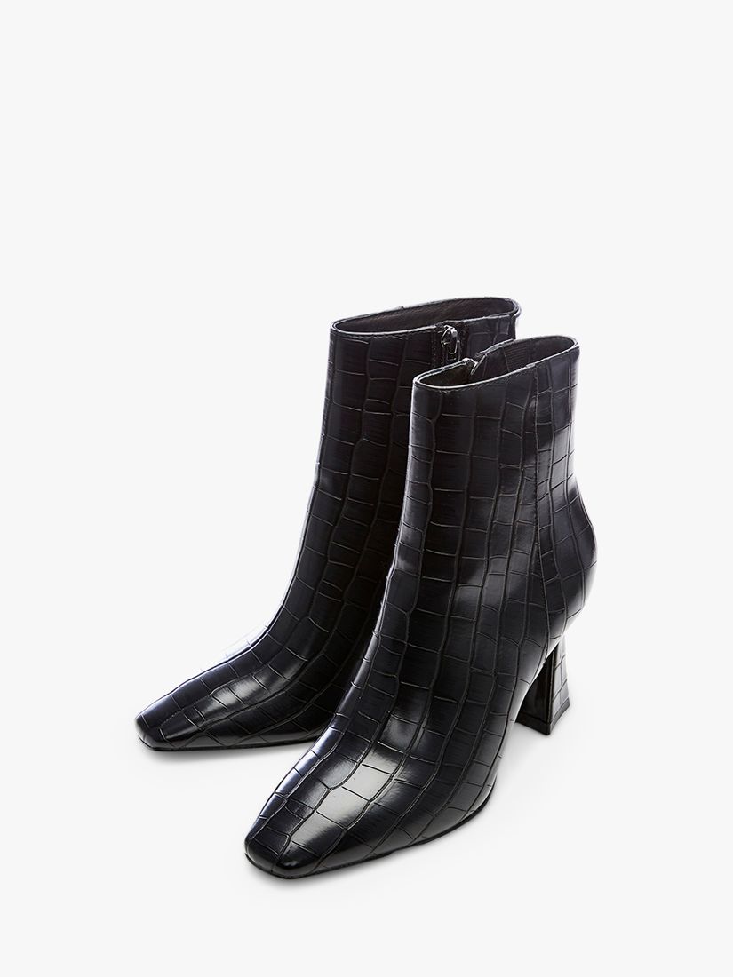 Moda in Pelle Linette Patent Croc Ankle Boots, Black at John Lewis ...