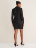 Phase Eight Kirsty Ruched Sequin Mini Dress, Black, Black