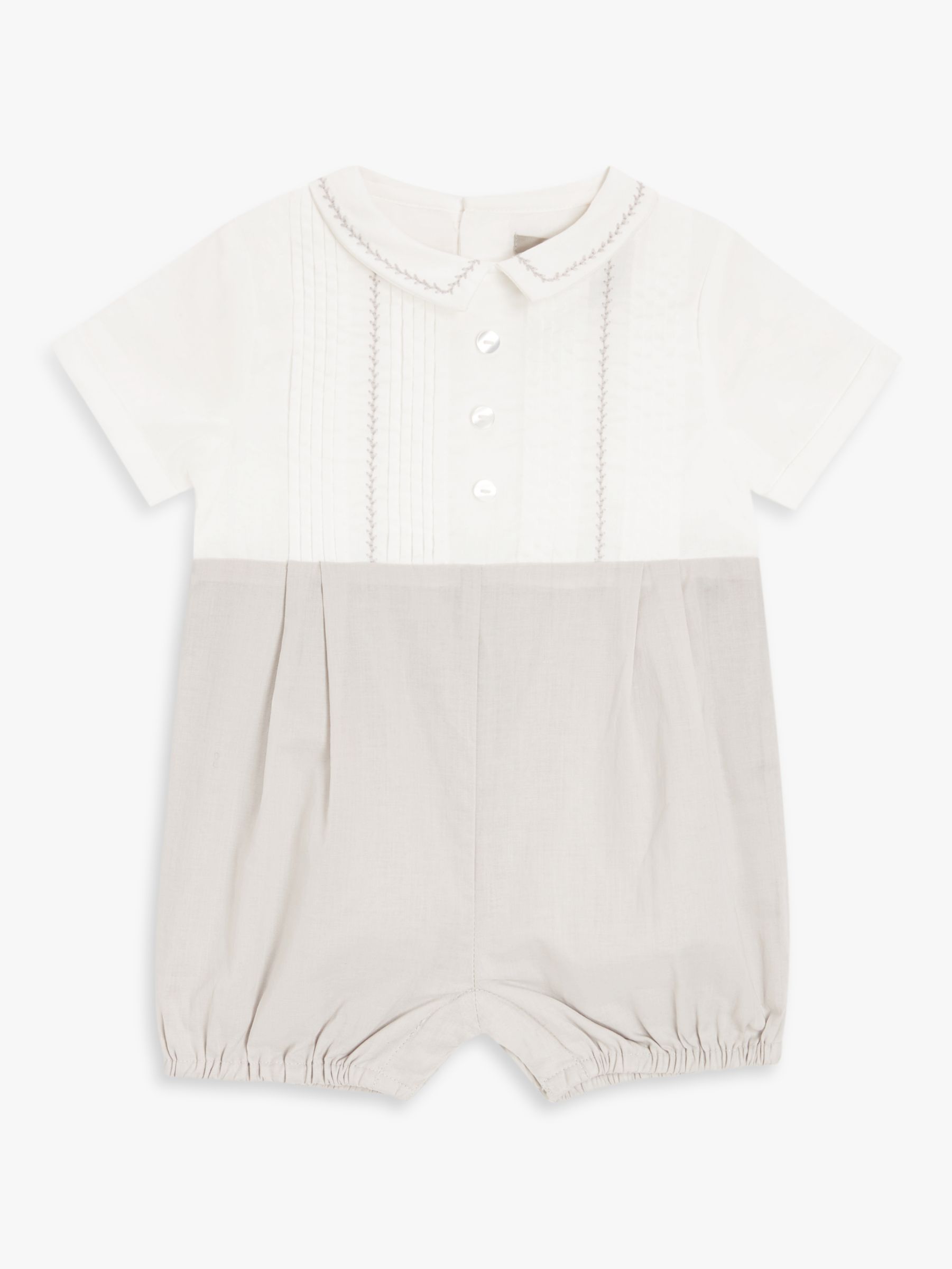 John Lewis Heirloom Collection Baby Linen Romper, White, 12-18 months