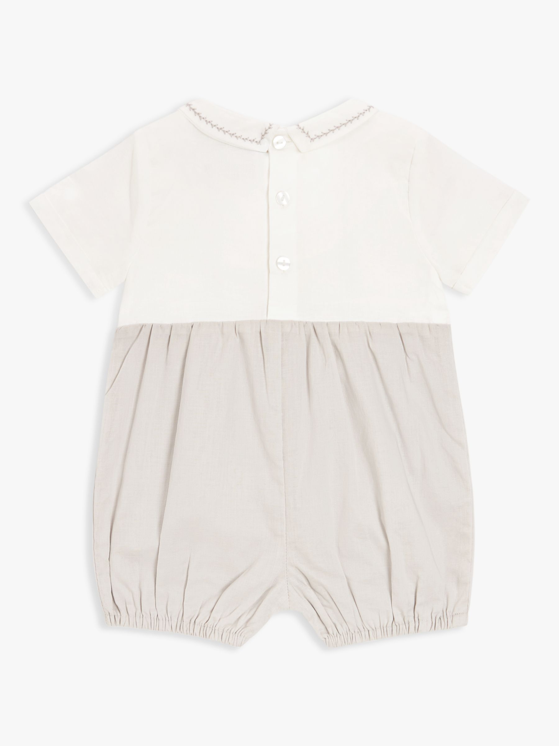 John Lewis Heirloom Collection Baby Linen Romper, White, 12-18 months