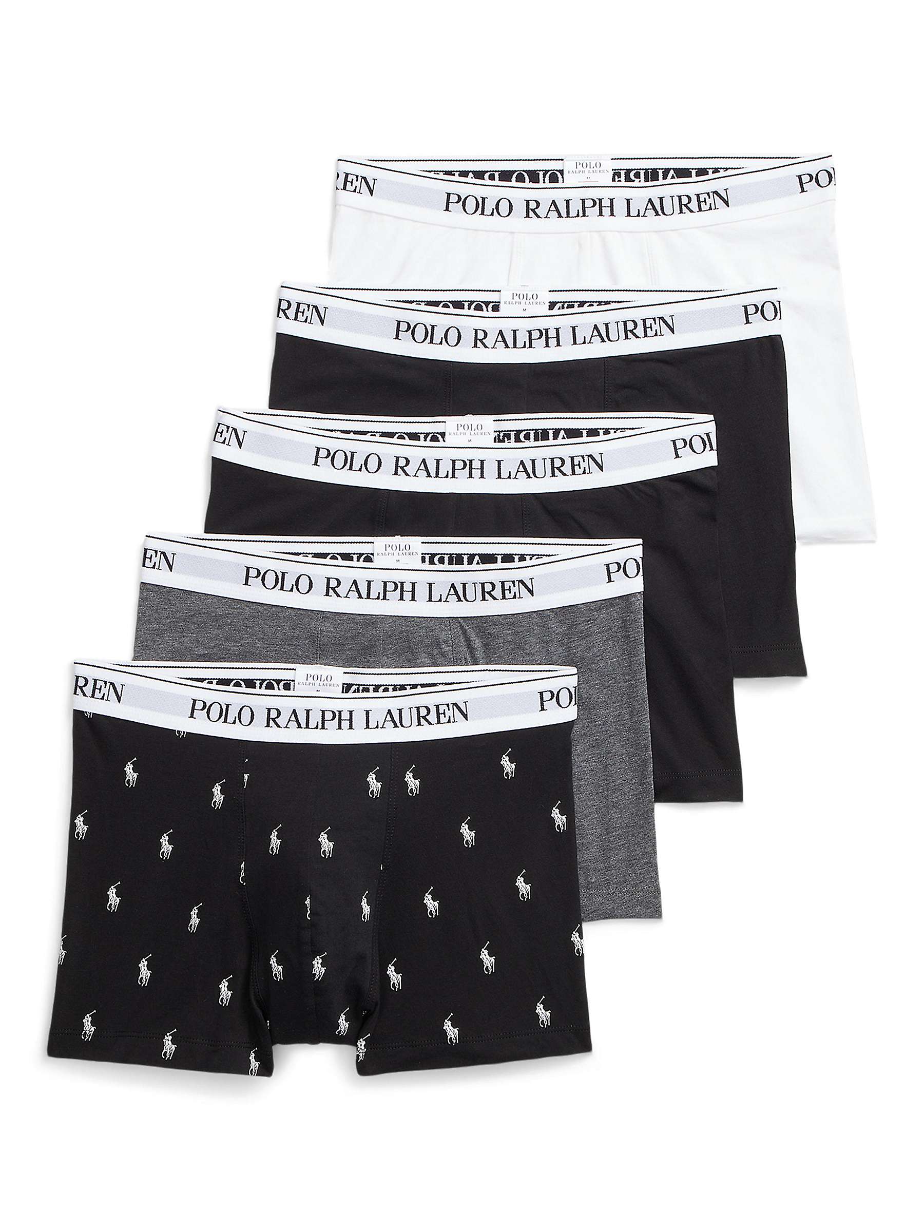 Buy Polo Ralph Lauren Plain Logo Cotton Stretch Trunks, Pack of 5, Mono Online at johnlewis.com