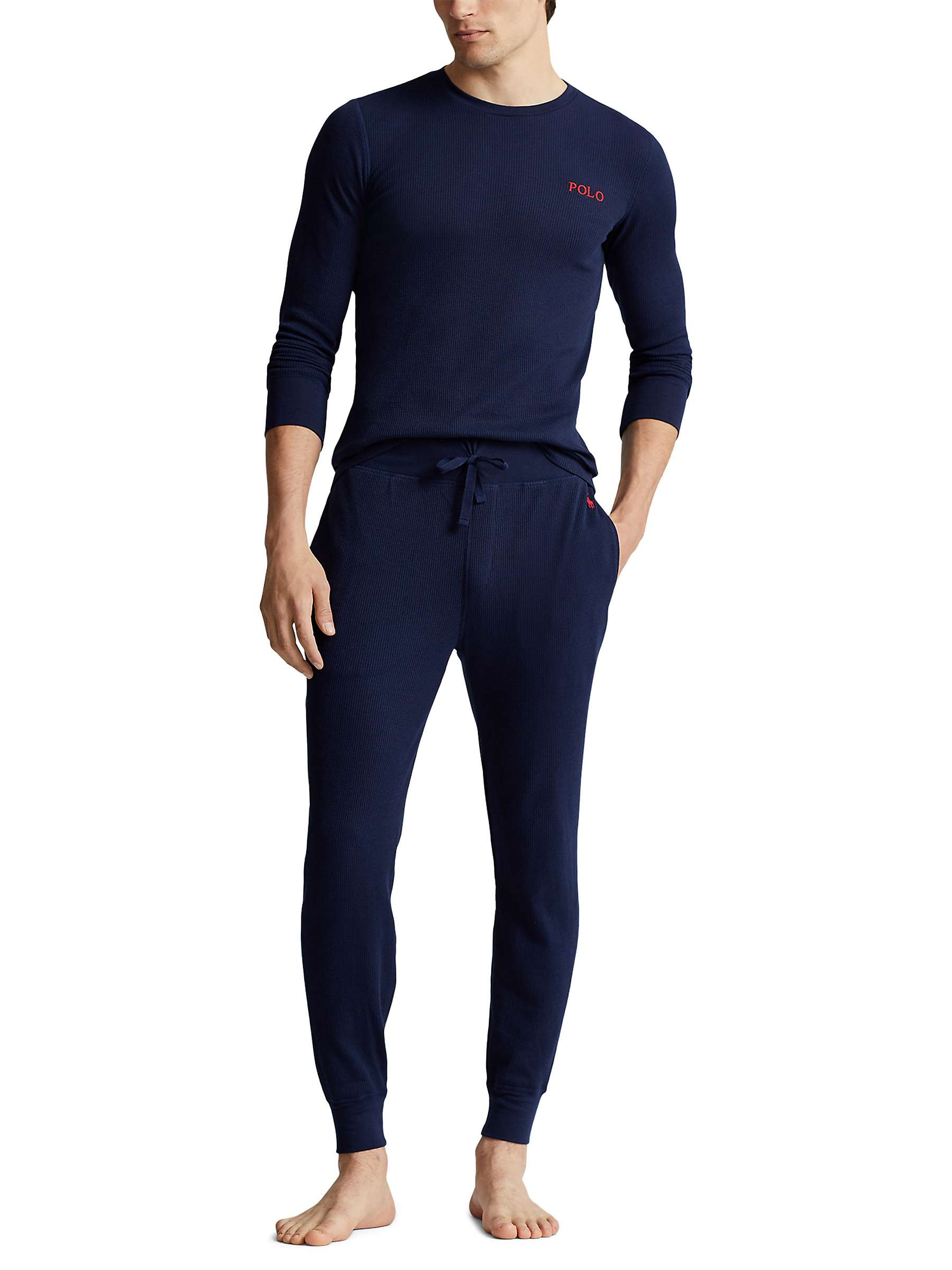 Buy Polo Ralph Lauren Waffle Long Sleeve Lounge Top, Cruise Navy Online at johnlewis.com