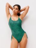 AND/OR Jungle Ruched Sides Swimsuit, Green