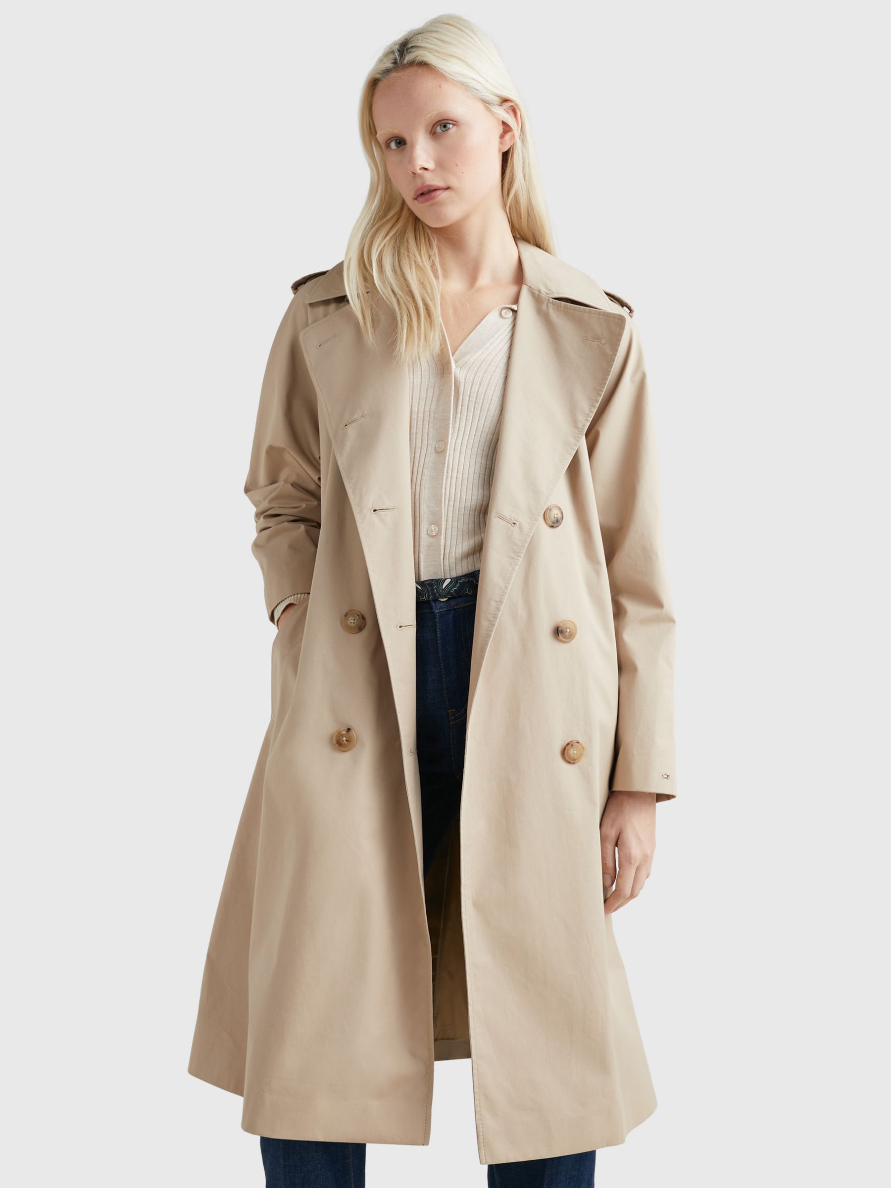 Tommy Hilfiger Organic Cotton Trench Coat at John Lewis & Partners