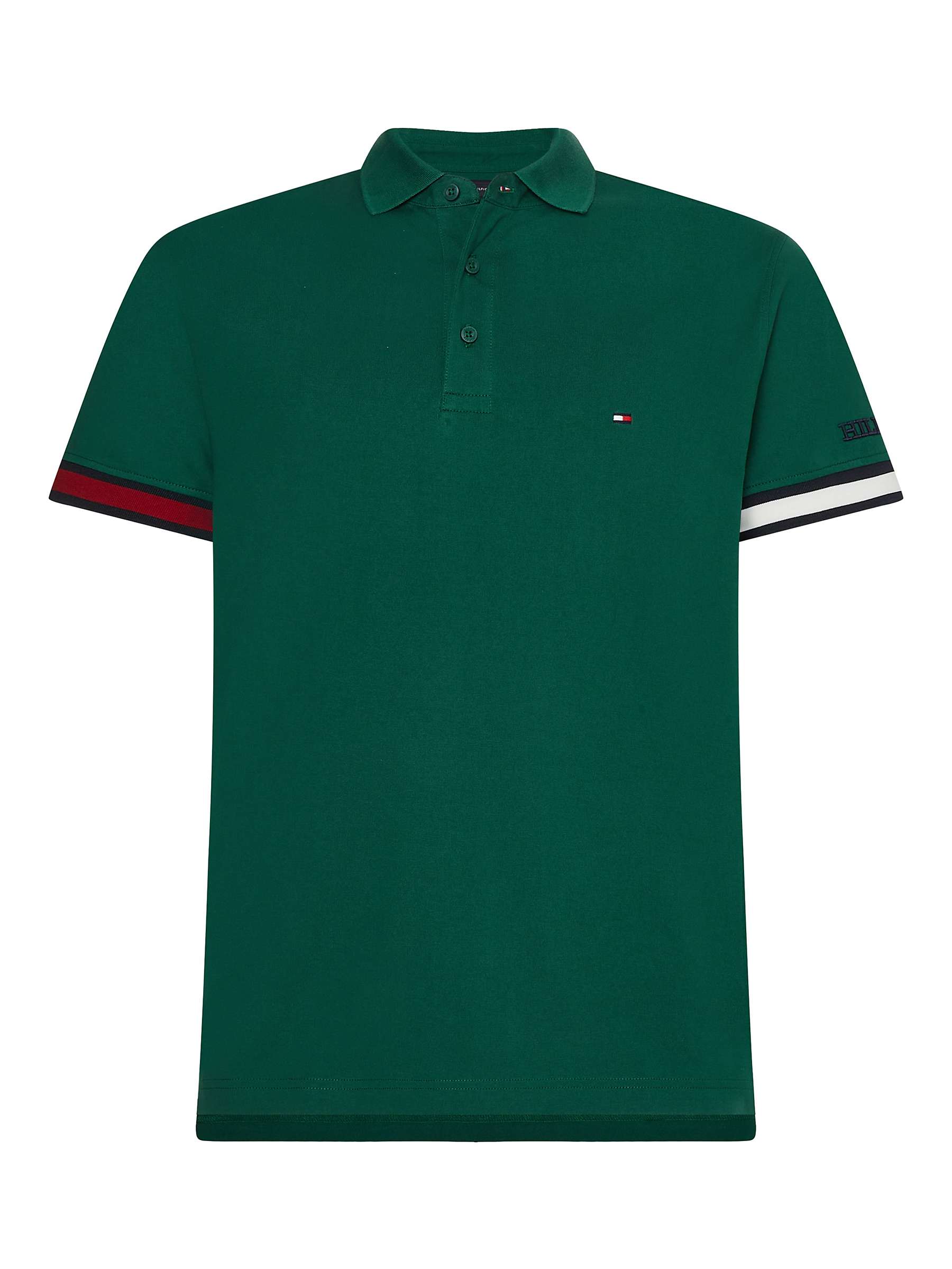 uitzondering timer Parameters Tommy Hilfiger Flag Logo Short Sleeve Polo Top, Prep Green at John Lewis &  Partners