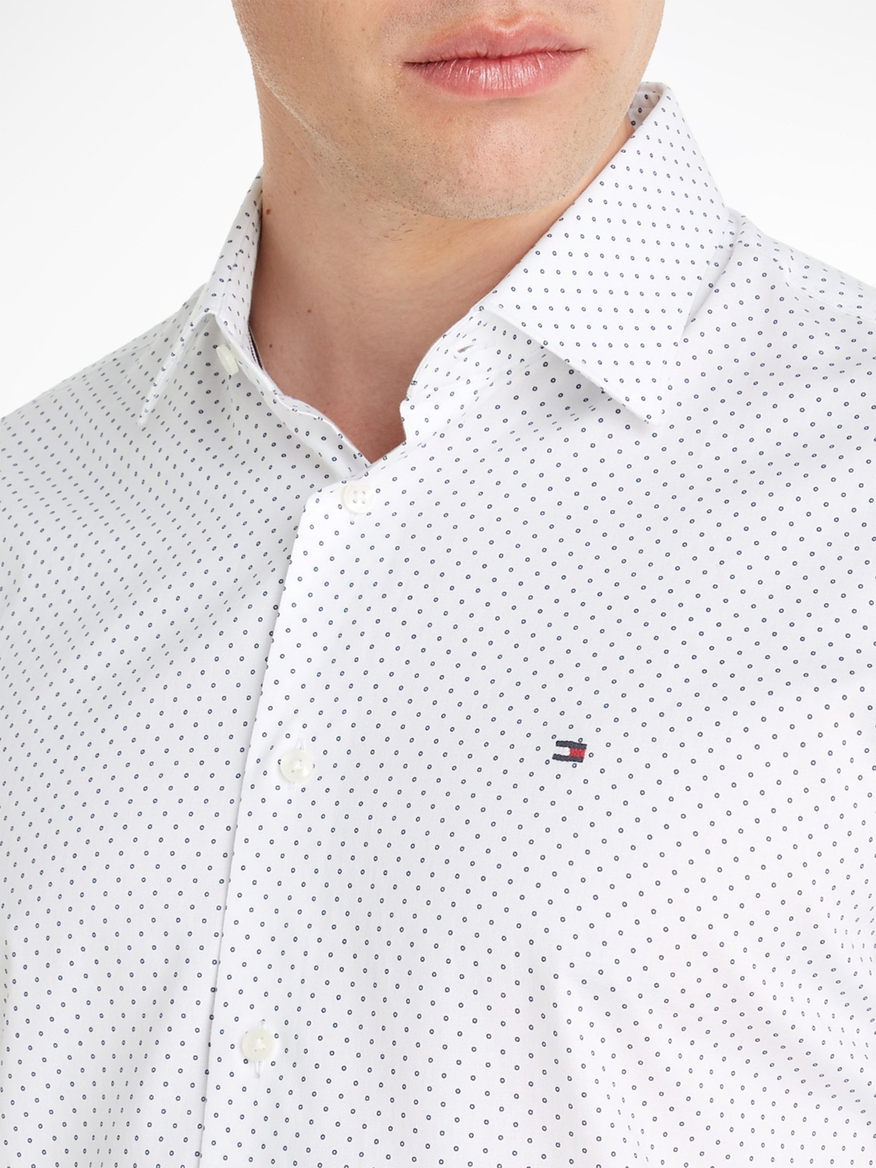 Tommy Hilfiger Dot Print Shirt, White/Navy, 38