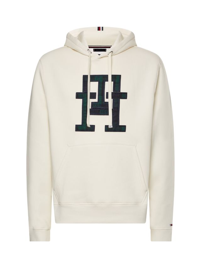 Tommy Hilfiger Logo Hoodie, White at John Lewis & Partners